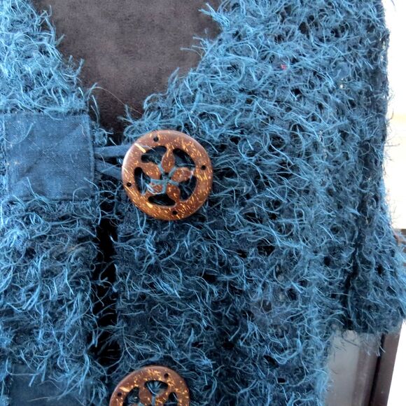 Kaktus Women's Open Knit Kimono Cardigan Dark Teal XL EUC - Picture 12 of 12